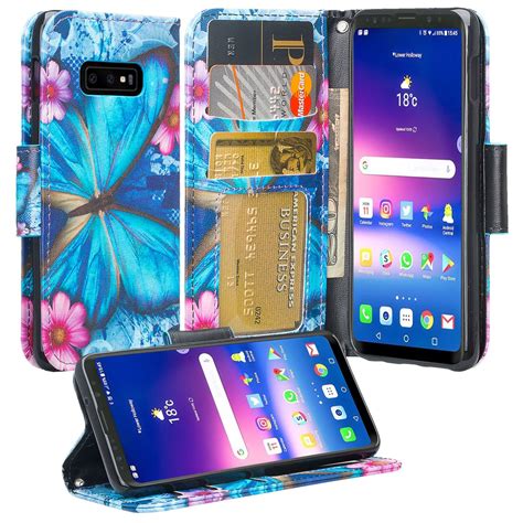 Samsung Galaxy S10 Case Galaxy S10 Wallet Case Wrist Strap Leather