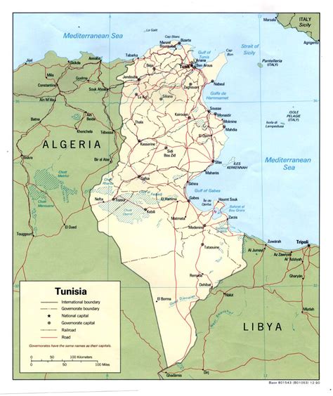 Detailed Political And Administrative Map Of Tunisia Tunisia Detailed