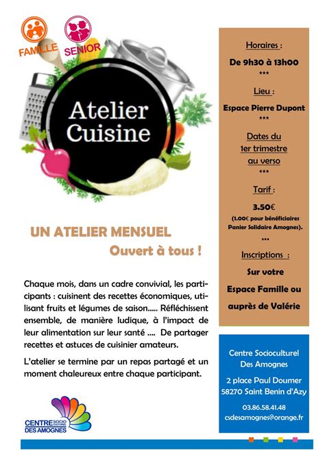 Ateliers Cuisine 1er Trimestre Centre Socioculturel Des Amognes