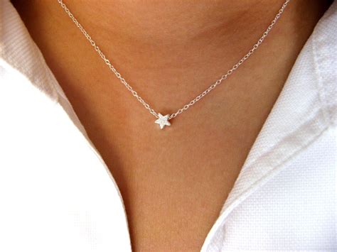 Dainty Stardust Star Necklace Little Sterling Silver Necklace With
