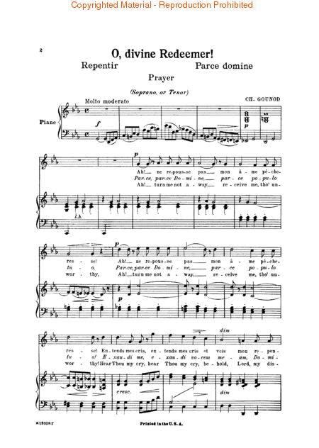 O Divine Redeemer By Charles Francois Gounod 1818 1893 Sheet Music