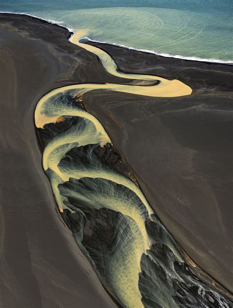 An Aerial View Over A Section Of River Delta Iceland