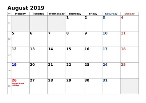 August 2019 Holidays Calendar Holiday Calendar Holiday Calendar