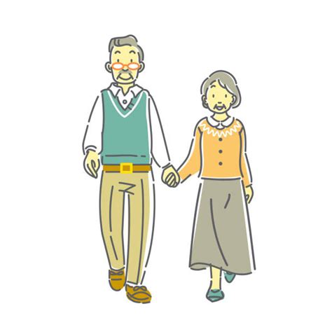 Old Couple Walking Together Clip Art Illustrations Royalty Free Vector