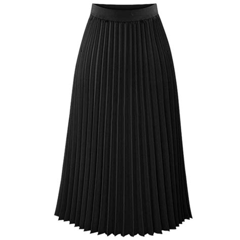 Women Long Pleated Skirt Chiffon Elastic Waist Double Layer Skirt Casual Dress Ebay