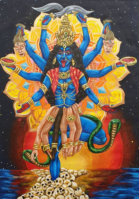 Kali Hindu Goddess Art Print And Original Mixed Media Artwork Etsy