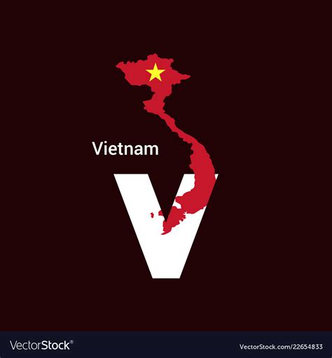 Vietnam Initial Letter Country With Map And Flag Vector Image