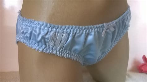 Gorgeous Baby Blue Satin Sissy Panties Frilly Knickers XL EBay