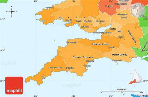 Political Shades Simple Map Of South West