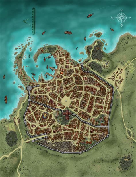 Town Castle Town Harbor Towns Dandd Maps Doomed Gallery Fantasy