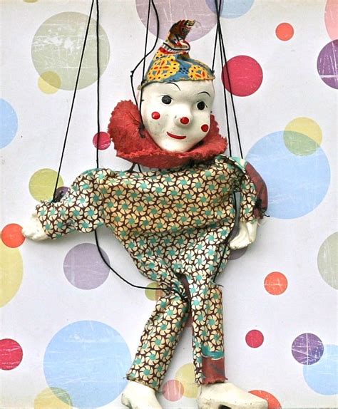 Vintage Marionette Clown Puppet Via Etsy Marionette Puppet Puppets