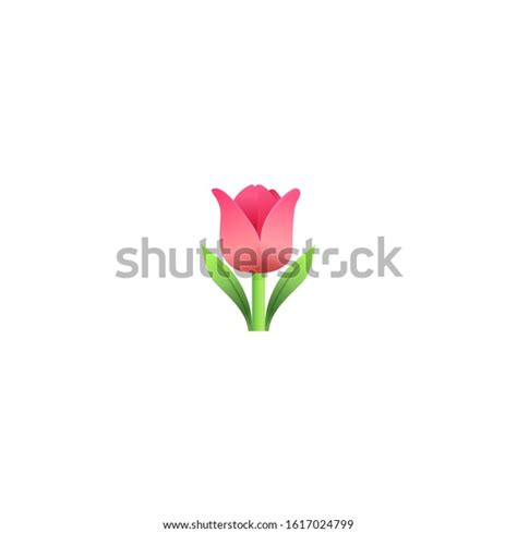 Tulip Emoji Icon Cute Pink Flower Vector De Stock Libre De Regalías