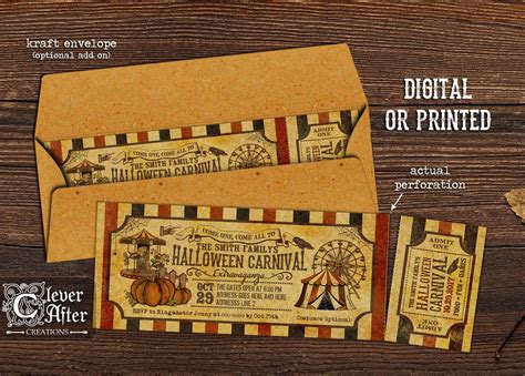 Halloween Carnival Invitation Haunted Amusement Park Vintage Etsy