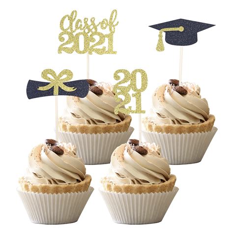 Buy 36 Pcs 2022 Graduation Theme Cupcake Toppers Glitter Class Of 2022 Graduation Cap Diploma