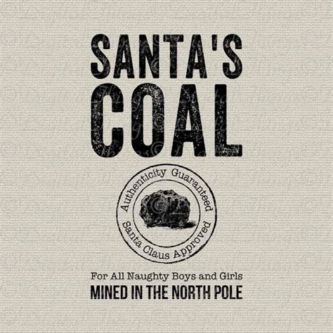 Santa Claus Christmas Coal Holiday Decor Printable Digital