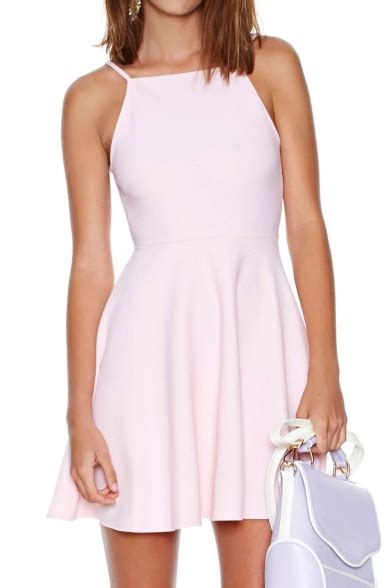 Sexy Plain Backless Skater Mini Dress With High Rise Beautifulhalo Com