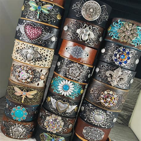 Stack Of Leather Cuff Bracelets I Made By Cutting Up And Adding Some