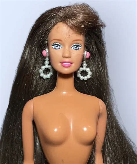 Vintage S Pearl Beach Barbie Teresa Doll Nude Ooak Brunette Long Hair
