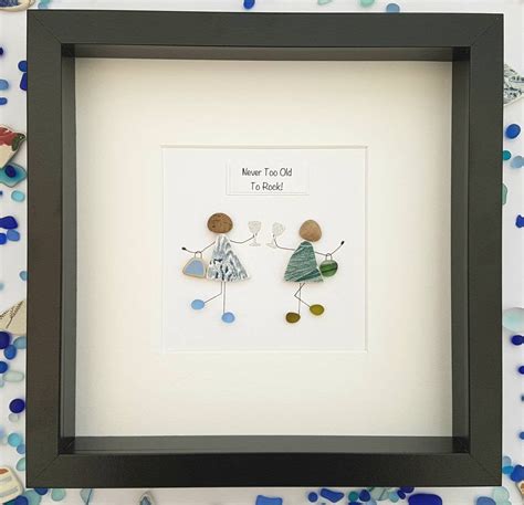 Friendship personalised Pebble Art, besties for life, never too old to rock, hen party gift ...