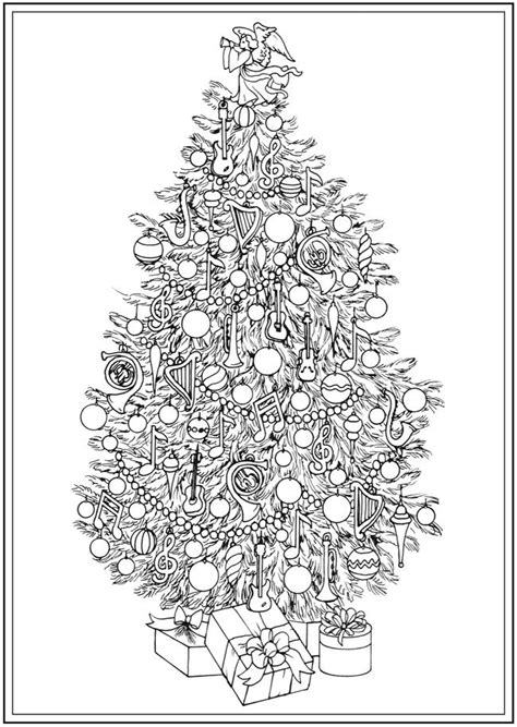 Free Printable Christmas Tree Coloring Pages For Adults - Worksheets Joy