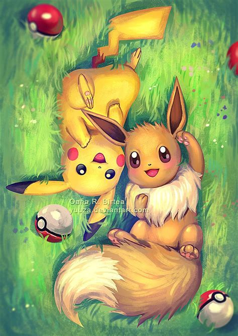 Eevee And Pikachu By Yuuza On Deviantart Anime Pokemon Pikachu Art