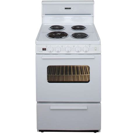 Premier 24 In 297 Cu Ft Electric Range In White Eck240op The Home