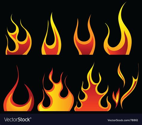 Fire Patterns Set Royalty Free Vector Image Vectorstock