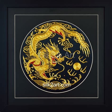 Golden Dragon Medium Su Silk Art Handmade Silk Embroidery Art