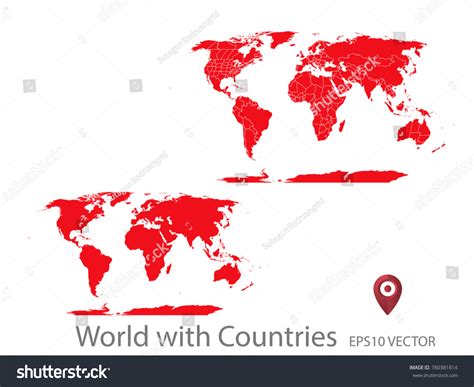 Couple Set Mapred Map World Countriesvector Stock Vector Royalty Free
