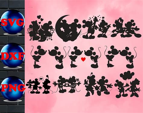 Mickey And Minnie Svg Png Dxf For Cut Files Cricut Etsy