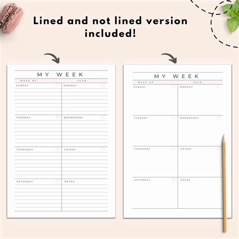 Undated Weekly Planner Printable Week On Two Pages Printable Etsy