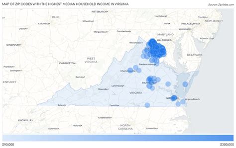 Highest Median Household Income In Virginia By Zip Code Zip Atlas
