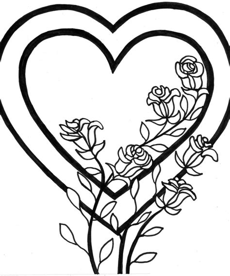 Coloring Pages of Hearts and Flowers 1 Free Usable | Educative Printable