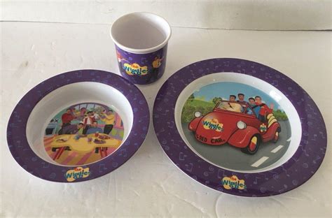 Original The Wiggles Plastic Plate Bowl Cup Childs Dinner Lunch Set