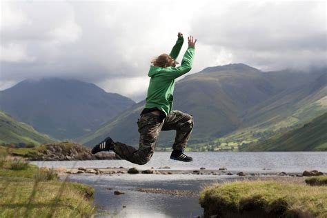 Person Jumping Over The Landscape Image Free Stock Photo Public