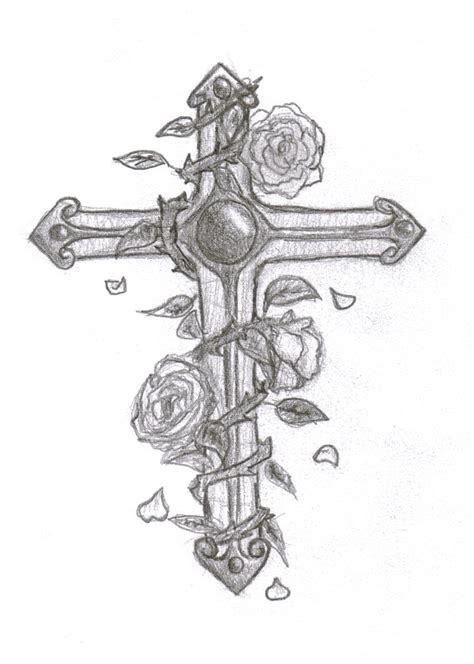 Possibly one of the most romantic rose tattoo designs ever. Cross and Roses by Bre38 on DeviantArt