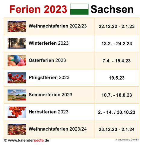 Ferien Sachsen 2023 - Übersicht der Ferientermine