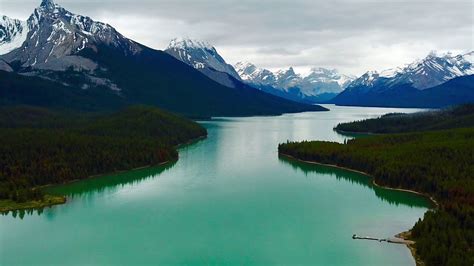 Maligne Lake Aerial Stunning Views Jasper National Park Canadian
