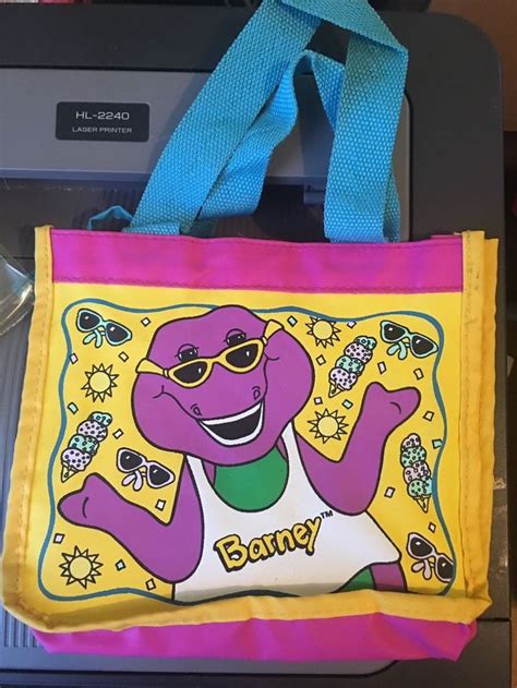 Barney The Dinosaur Beach Bag Lunch Tote Vacation Purse Yellow Purple