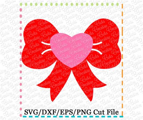 Bow With Heart Cutting File Svg Dxf Eps Creative Appliques