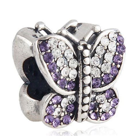 Fashion Jewelry 925 Sterling Silver Beads Zirconia Purple Pave