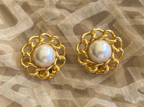 Vintage New Classic Gold And Pearl Clip On Earrings Etsy