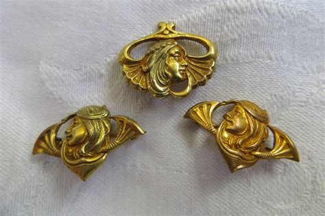 Art Nouveau Gibson Girl Pins Lot Of 3 Victorian Scatter Pins Antique