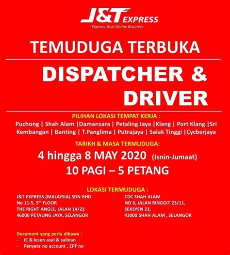 4 orang (perempuan sahaja) gaji: Jawatan Kosong Terkini di J&T Express (Malaysia) Sdn. Bhd ...