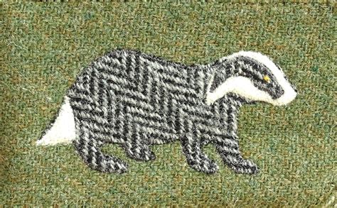 Harris Tweed Pencil Case With Appliqué Badger Long Pouch Etsy Uk