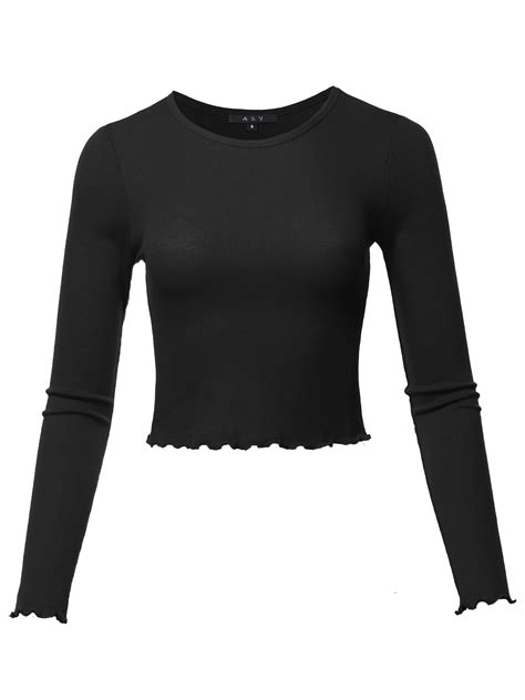 a2y a2y women s cropped lightweight long sleeve merrow edge thermal tops tee black s walmart