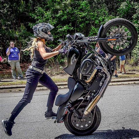 Stunt Girl On Harley Davidson