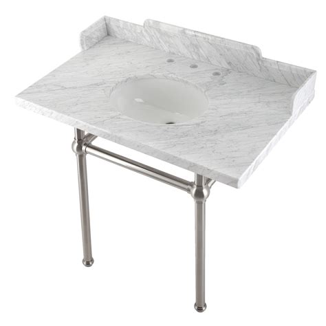 Pemberton Lms36mb8 36 Inch Carrara Marble Console Sink With Brass Legs