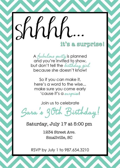 Others might call for lively or even funny invitation wording. Surprise 30th Birthday Invitation Samples