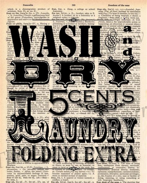 Vintage Dictionary Laundry Room Print plus FREE 5x7 monogram. $8.00